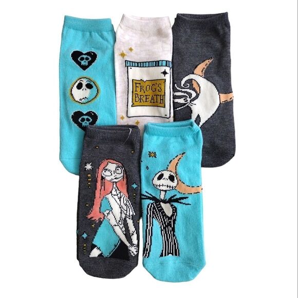 Disney The Nightmare Before Christmas 5 Pairs No Show Socks NWOT - Picture 1 of 7